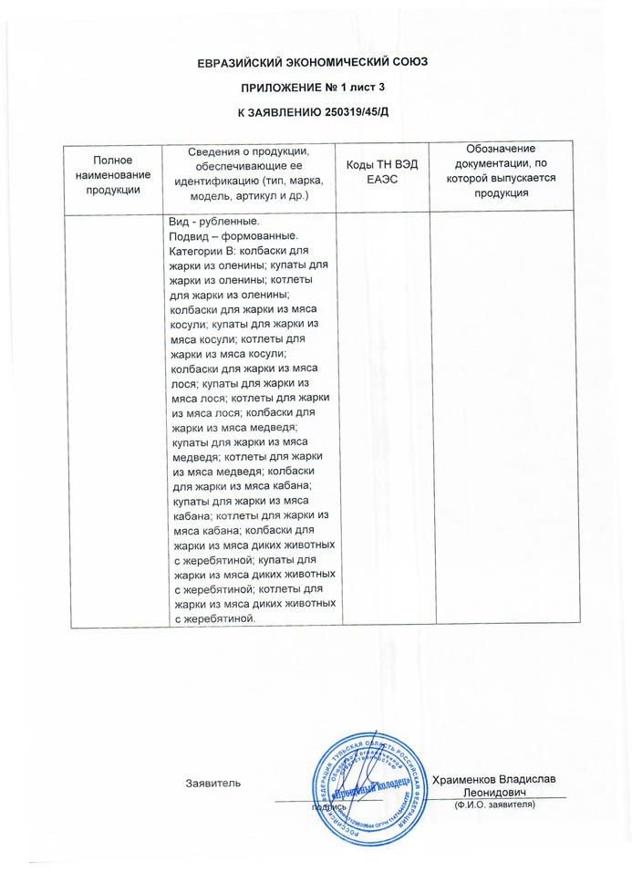 Декларация (Полуфабрикаты) 07